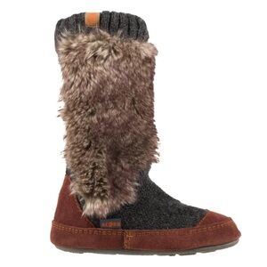 Acorn Slouch Boot (Kids) Charcoal Faux Fur, NIB size 3-4 big kids
